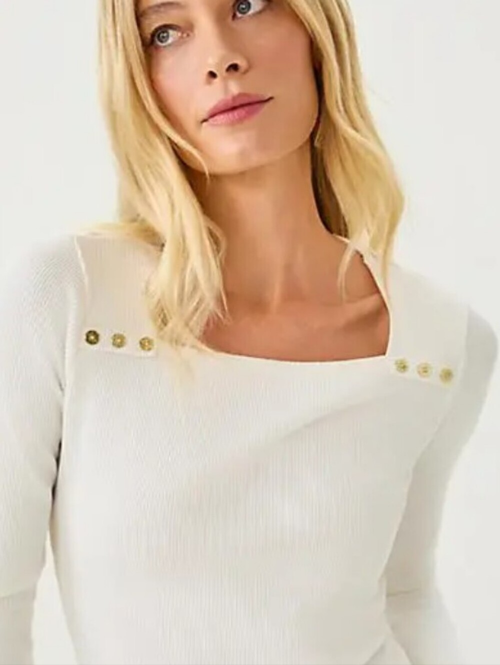 Lilly Pulitzer Cream Top with Gold Logo Accents *nwot *Large